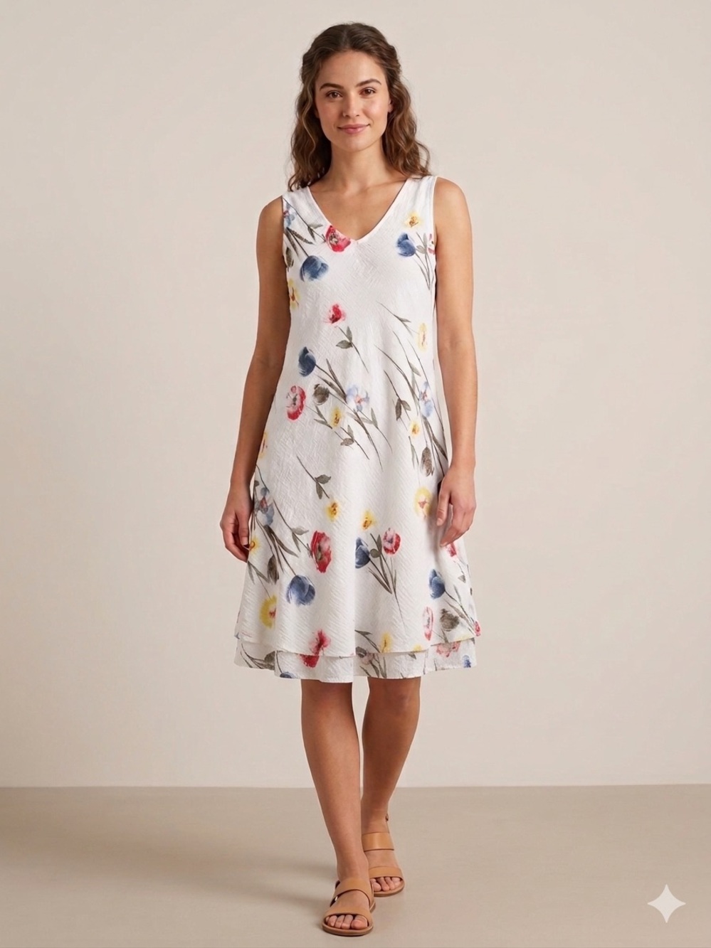 CHARLIE B White dress hand painted. Made in Italy size xl